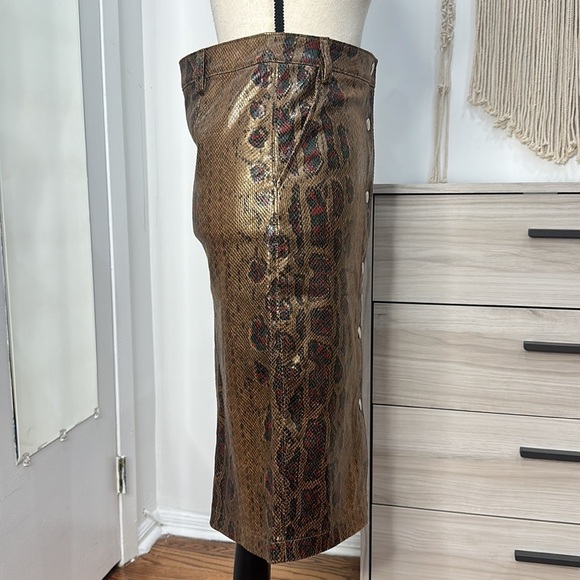 Blank NYC Snakeskin Midi Skirt Brown/Burgundy size 27 - Picture 3 of 9